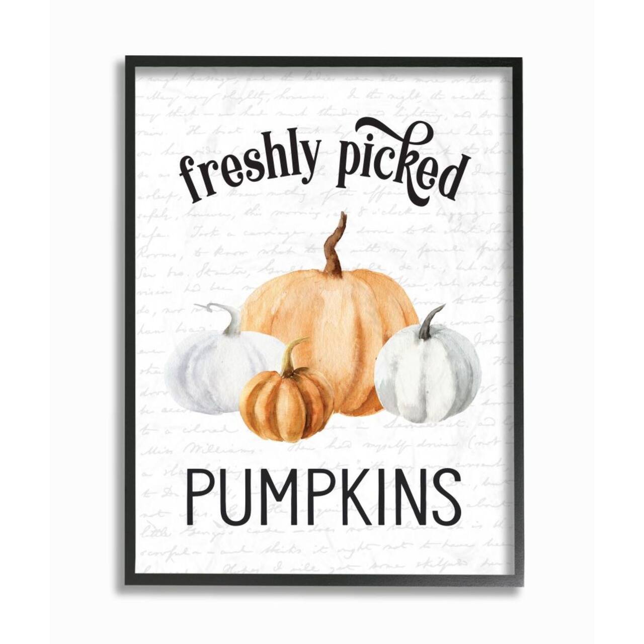 Stupell Industries Freshly Picked Pumpkins Print with Black Frame Wall Accent